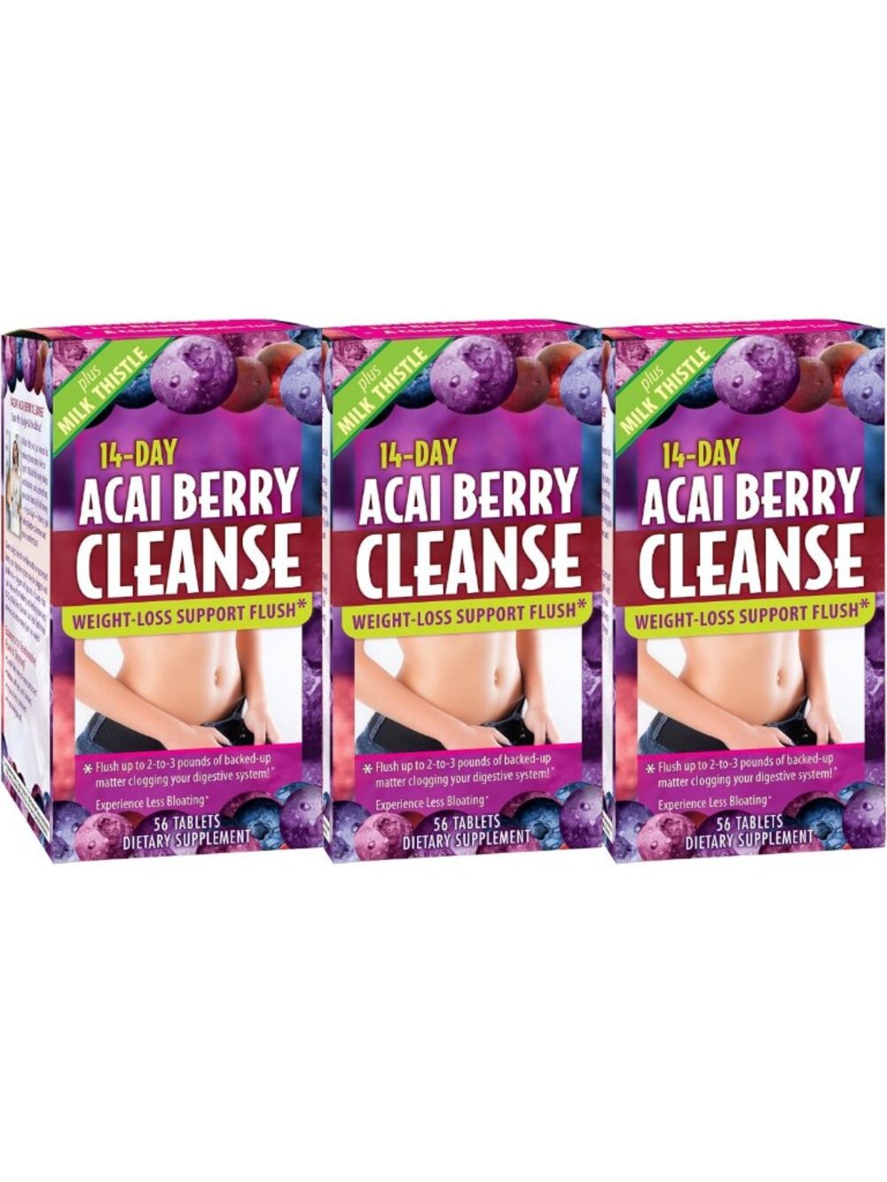 14-Day Acai Berry Cleanse - Digestive Reset Detox (3 Pack) for Wellness